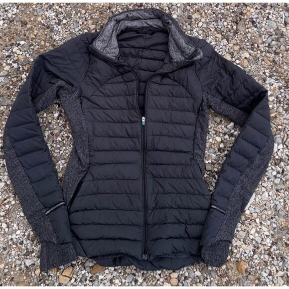 lululemon Jackets & Blazers - Lululemon Fluff on jacket. Black/herringbone. Size 4